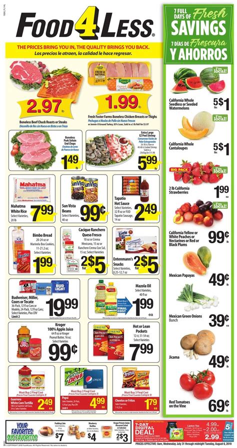 Discover the latest Food 4 Less weekly ad, valid Jan 31 – Feb 06, 2024. Save with the online circular regularly for exclusive promotions that add more discounts to in-store deals. Enjoy the special sale prices on your favorite items, such as Green Cabbage 3 LBS/$0.99, Fresh Heritage Farm Boneless Chicken... 